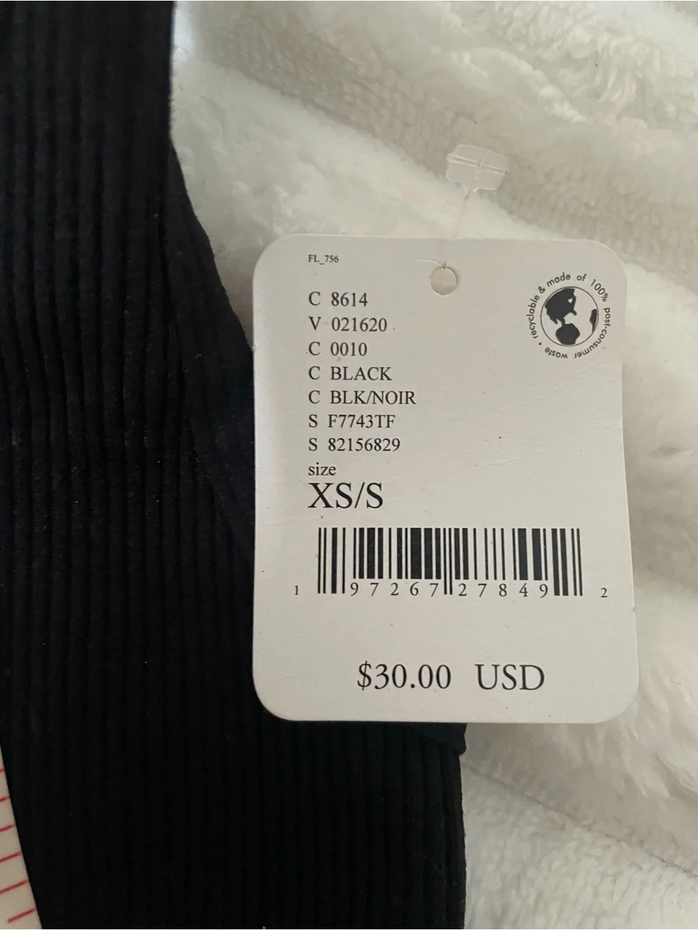 Free People Black Ribbed Seamless Sports Bra with White Logo